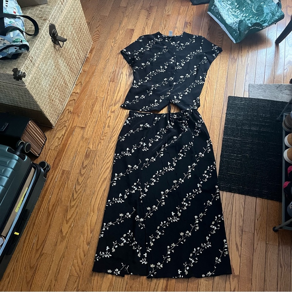 Nordstrom Black Floral Two-Piece Set